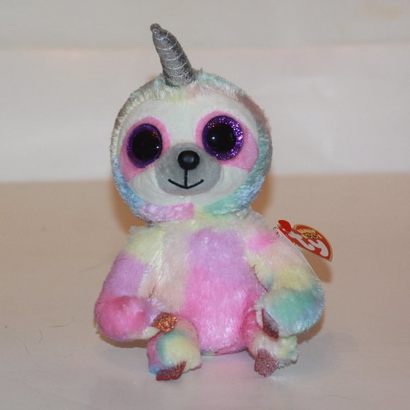 TY BEANIE BOOS COOPER Rainbow Unicorn Sloth MWMT 6 inch - Picture 1 of 3
